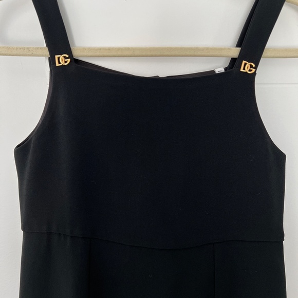 Dolce & Gabbana Black DG Plaque Pinafore Dress - Picture 1 of 9